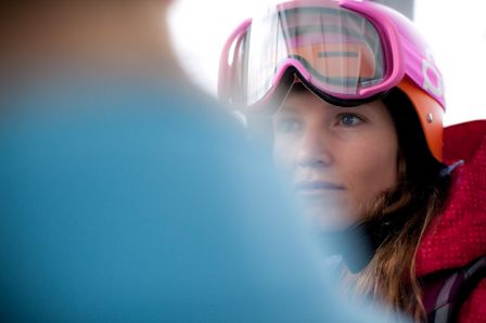 Julia Mancuso in the Jumbo cable car