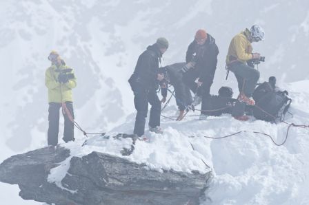 Photographers and cameramen on position
